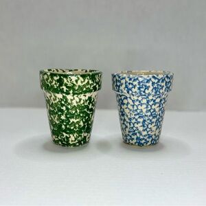 Green and Blue Speckled Ceramic Planters